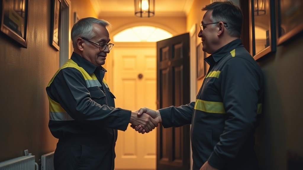 Engineer shaking hands with a Hornsey homeowner after locating their leak